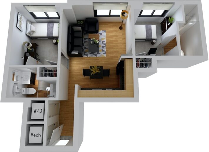 Midtown 2 Bedroom, Large Sample Floor Plan