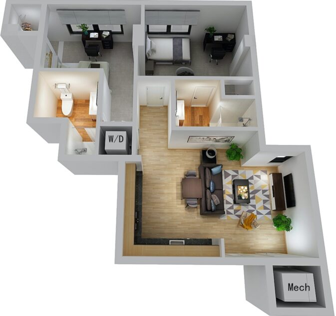 Midtown 2 Bedroom, Standard Sample Floor Plan