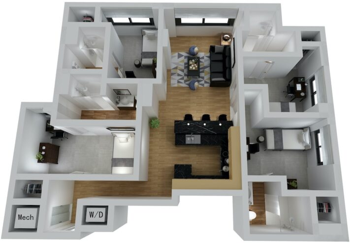 Midtown 4 Bedroom, Standard Sample Floor Plan